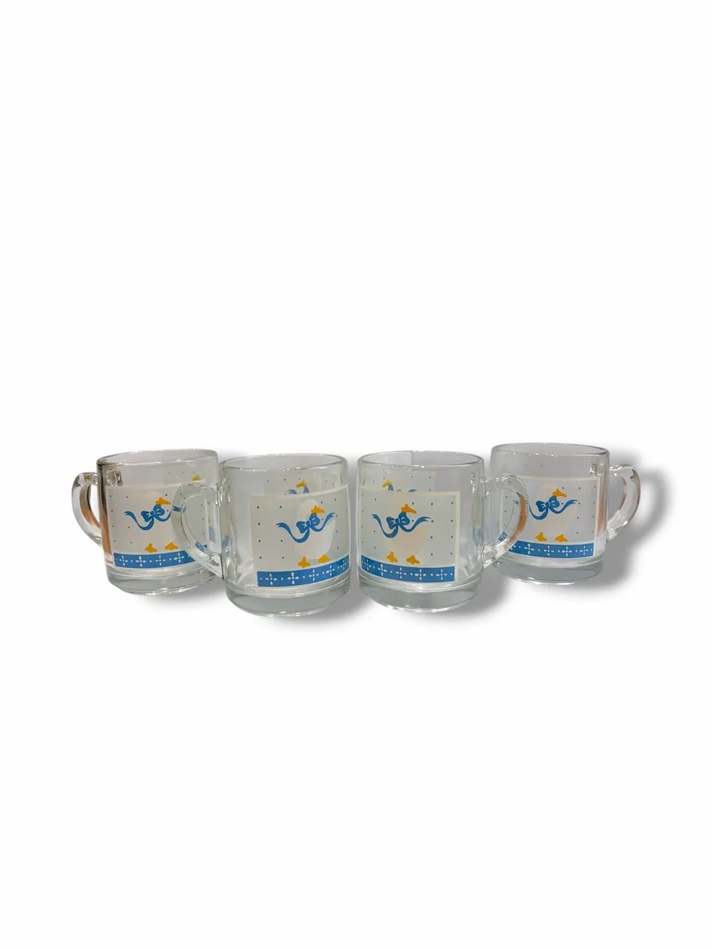 SOLD - Set of 4 Country Goose Themed Glass Mugs - Picture 3 of 8